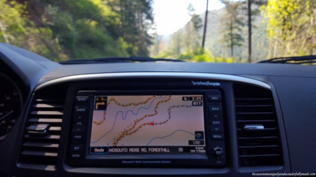 Driving towards Placer County Big Trees Grove via Mosquito Ridge Road in Foresthill.