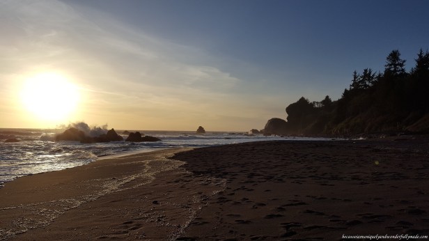 Sunset at Wilson Creek Beach in Klamath, California.