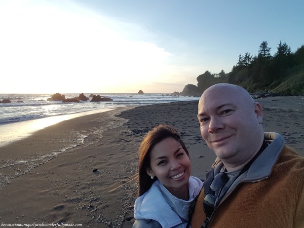 Sunset at Wilson Creek Beach in Klamath, California.