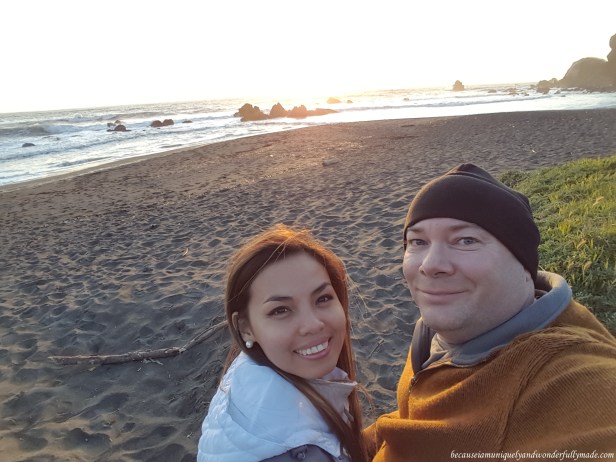 The temperatures drastically dropped as the sun was setting at Wilson Creek Beach in Klamath, California.