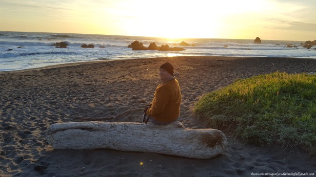 Enjoying the sunset overlooking the Pacific Ocean at Wilson Creek Beach in Klamath, California.