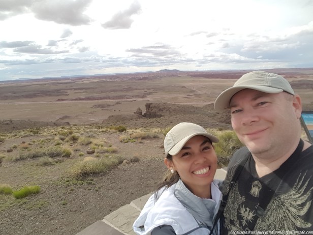 We could not resist a photo with the Painted Desert of Petrified Forest National Park in our background.