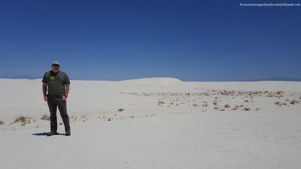 White Sands National Monument is a desert park in Tularosa Basin in New Mexico. It covers 275 sq mi (710 km2) field of white sand dunes.