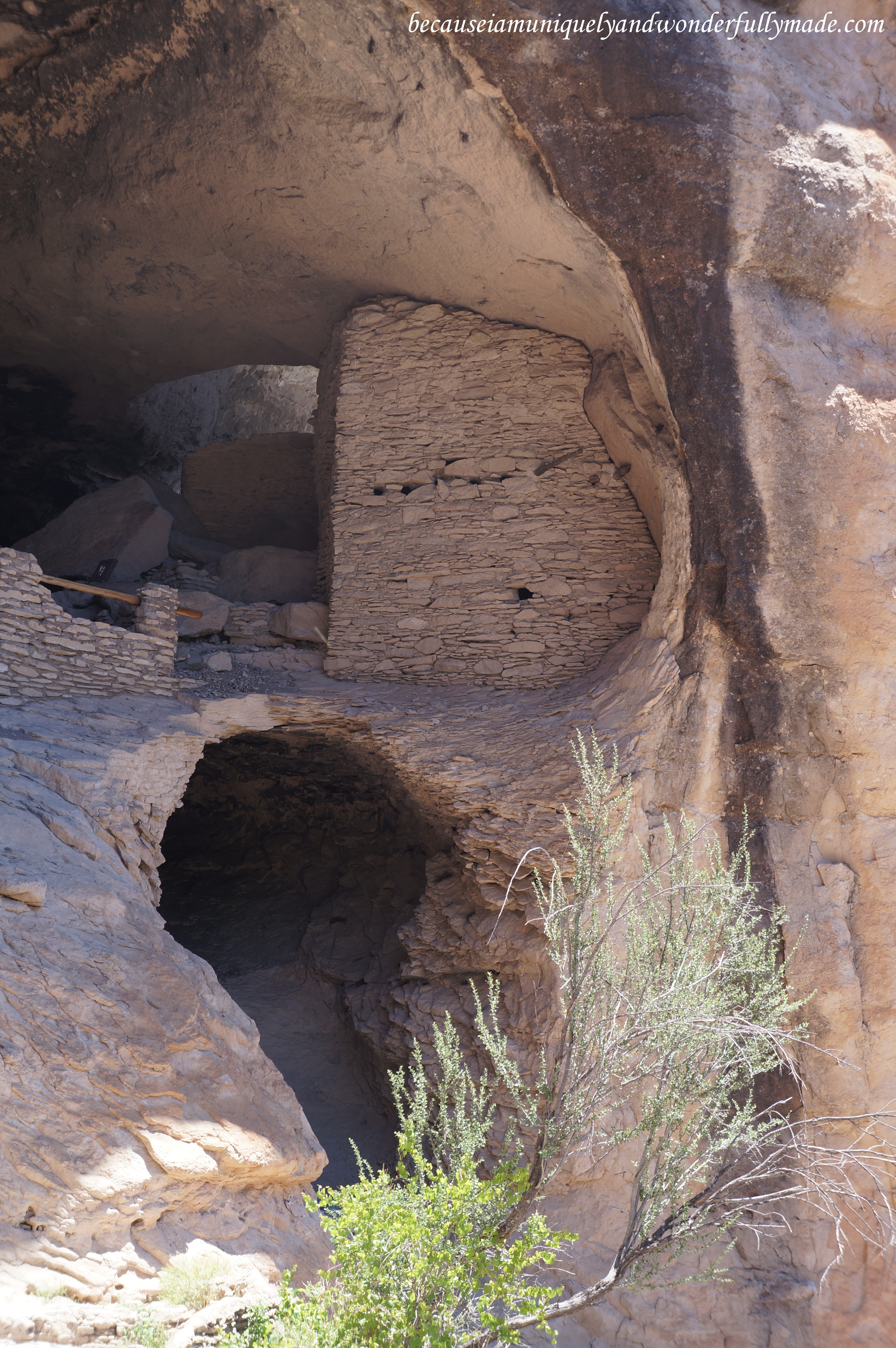In addition to the natural protection provided by a cliff, the absence of doors and windows to the rooms on the ground floor of Gila Cliff Dwellings left a solid outer stone wall that could be surmounted only by climbing a ladder. Ladders could easily be removed if being attacked.